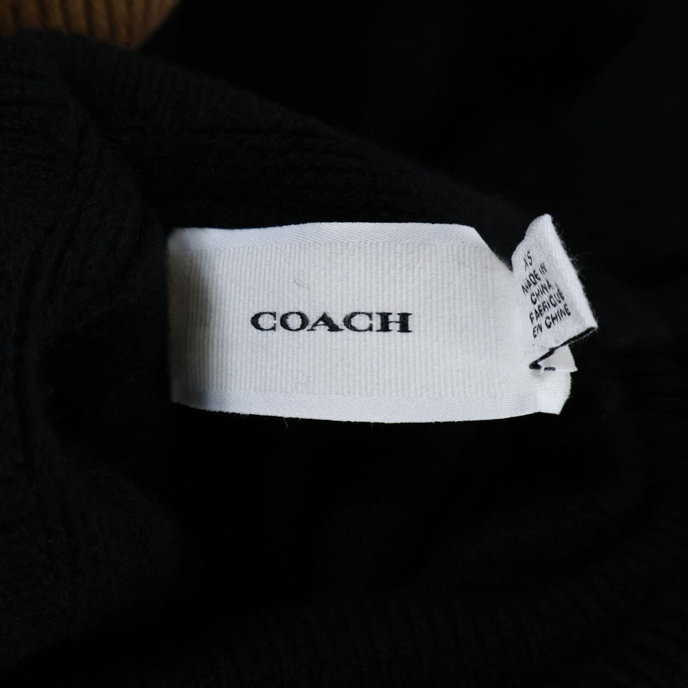 COACH(コーチ) ロゴハイネックニット ブラック×ブラウン
