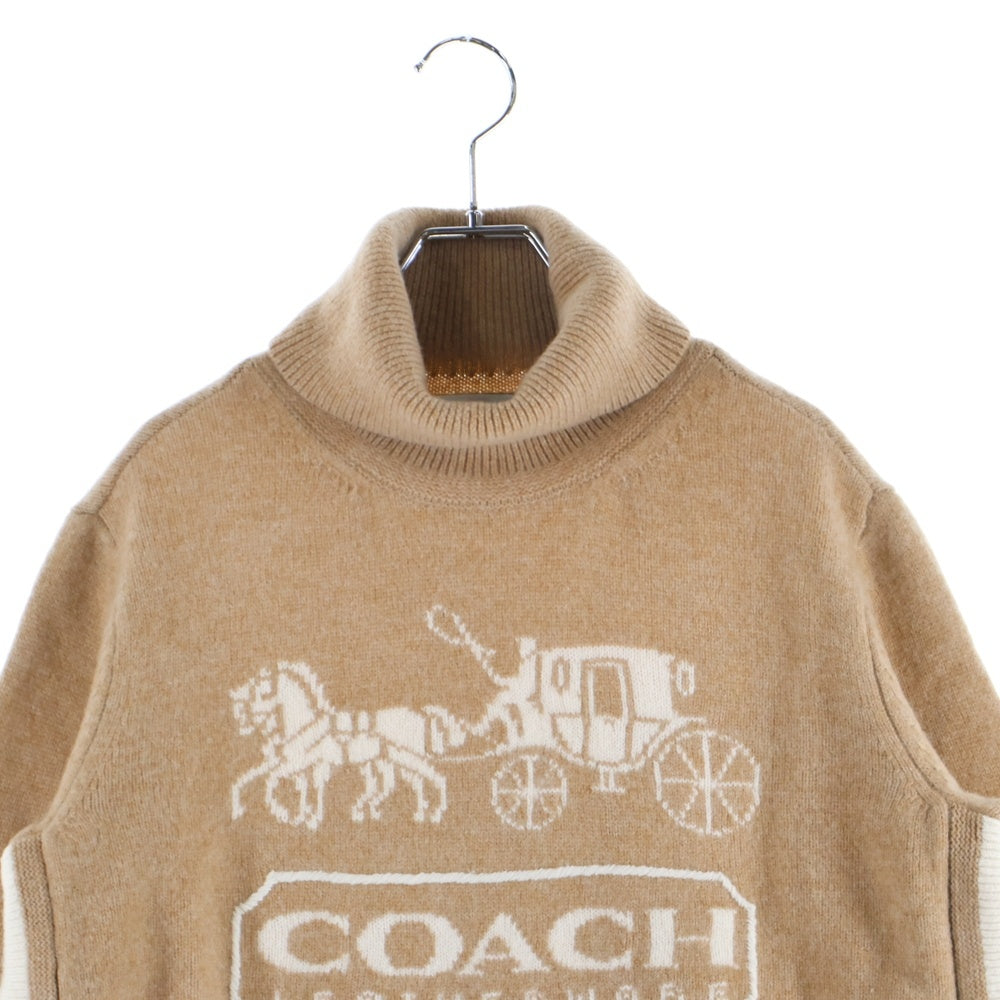 COACH(コーチ) ロゴハイネックニット アイボリー×ブラウン