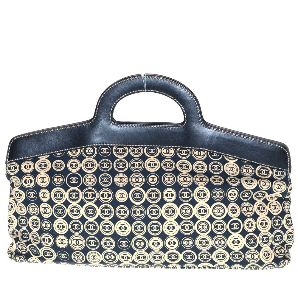 CHANEL(シャネル) ココマーク 総柄 キャンバス ブラック×ベージュ ハンドバッグ