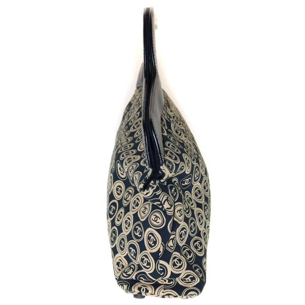 CHANEL(シャネル) ココマーク 総柄 キャンバス ブラック×ベージュ ハンドバッグ