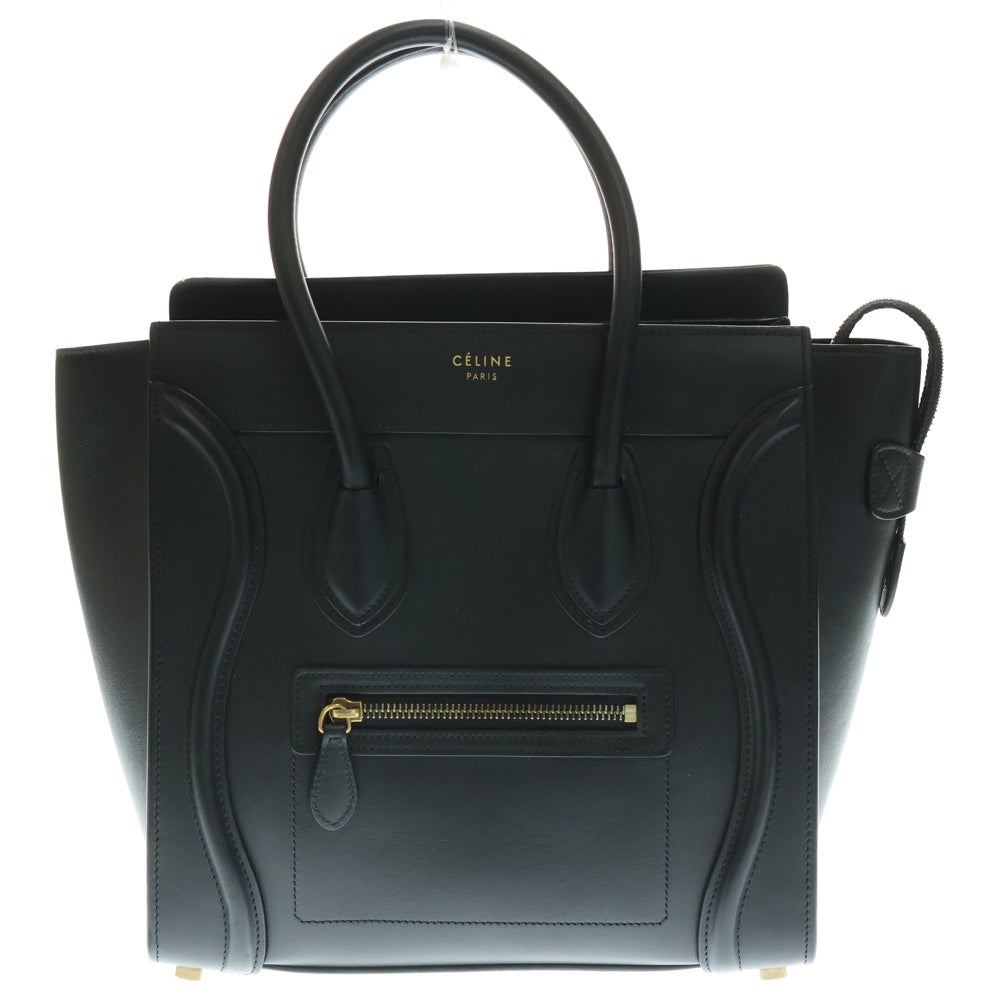 CELINE(セリーヌ) ラゲージ マイクロショッパー レザー ハンド トートバッグ ゴールド金具 ブラック