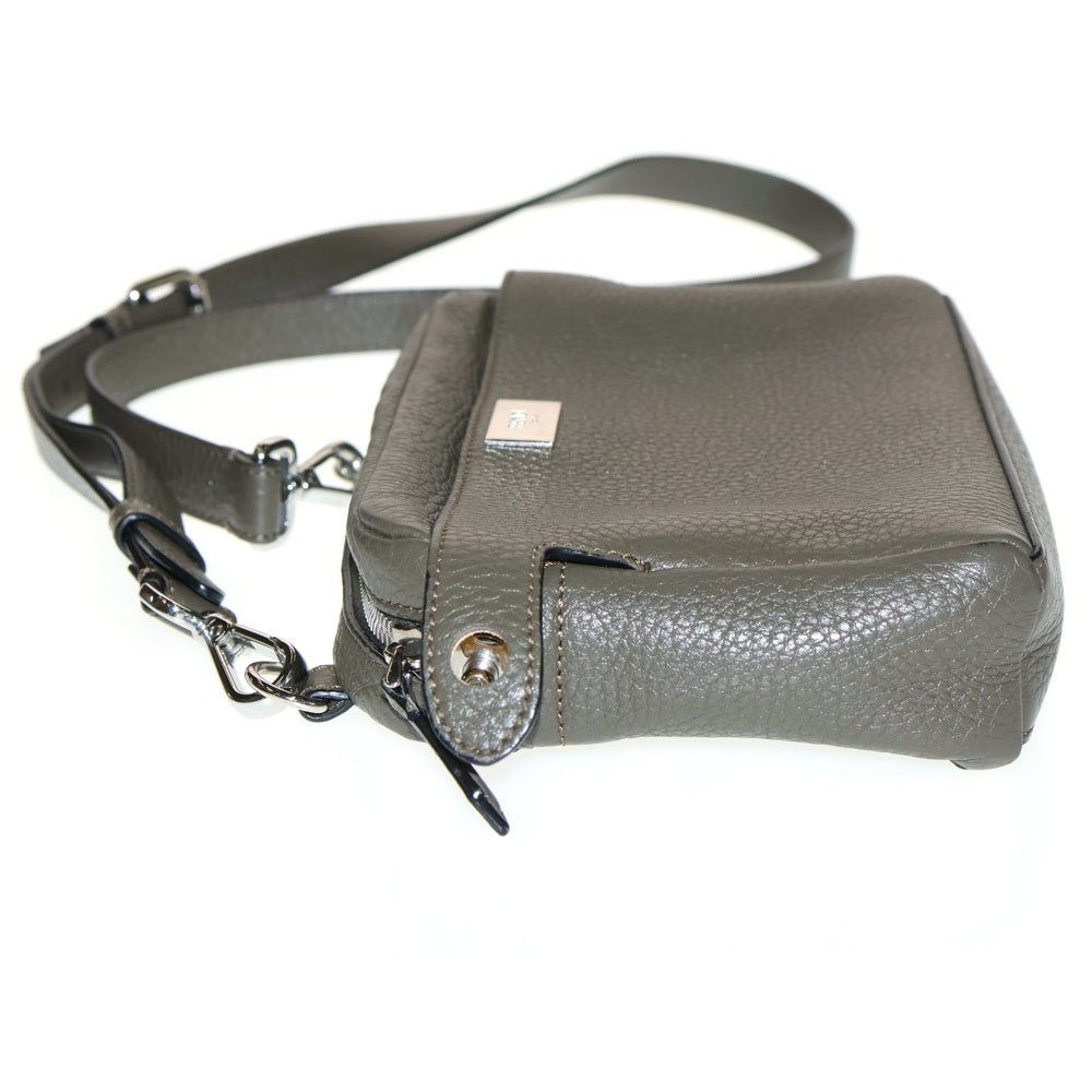 FENDI(フェンディ) 2WAYショルダーバッグ ミニバッグ ポーチ カーキ シルバー金具 レザー