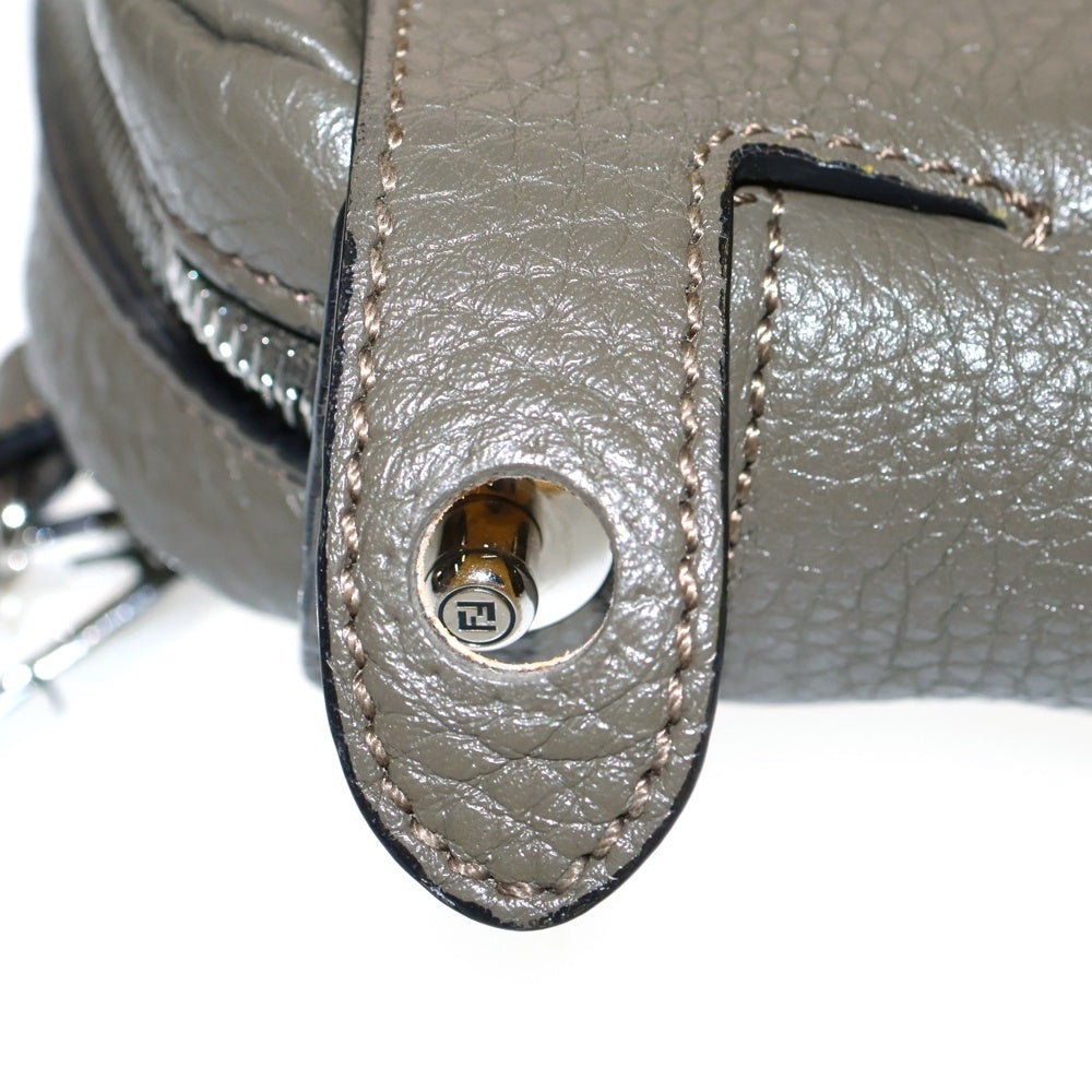 FENDI(フェンディ) 2WAYショルダーバッグ ミニバッグ ポーチ カーキ シルバー金具 レザー