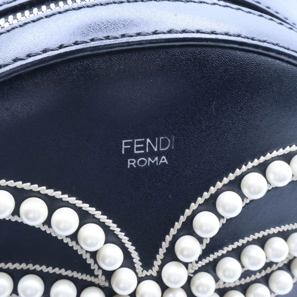 FENDI(フェンディ) バックパック リュックサック ブラック シルバー金具 パール レザー 8BZ038