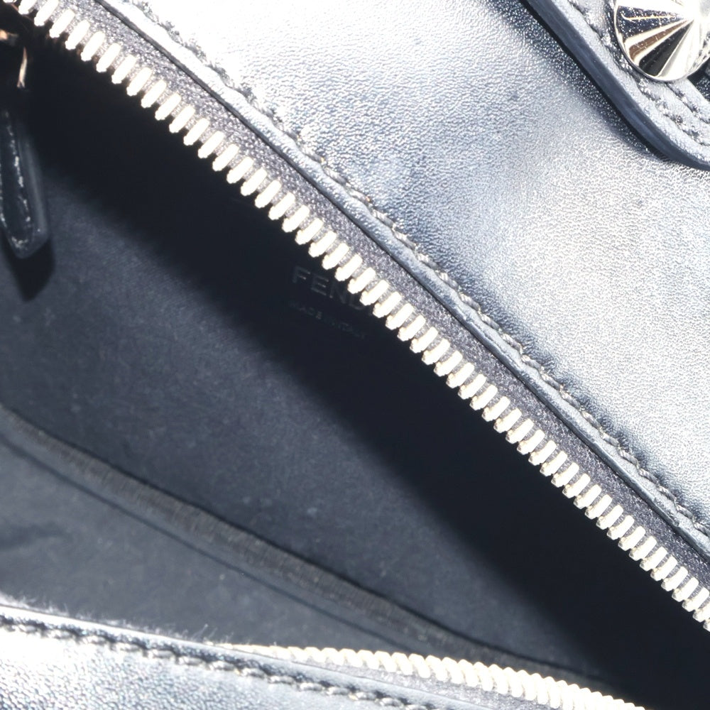 FENDI(フェンディ) バックパック リュックサック ブラック シルバー金具 パール レザー 8BZ038