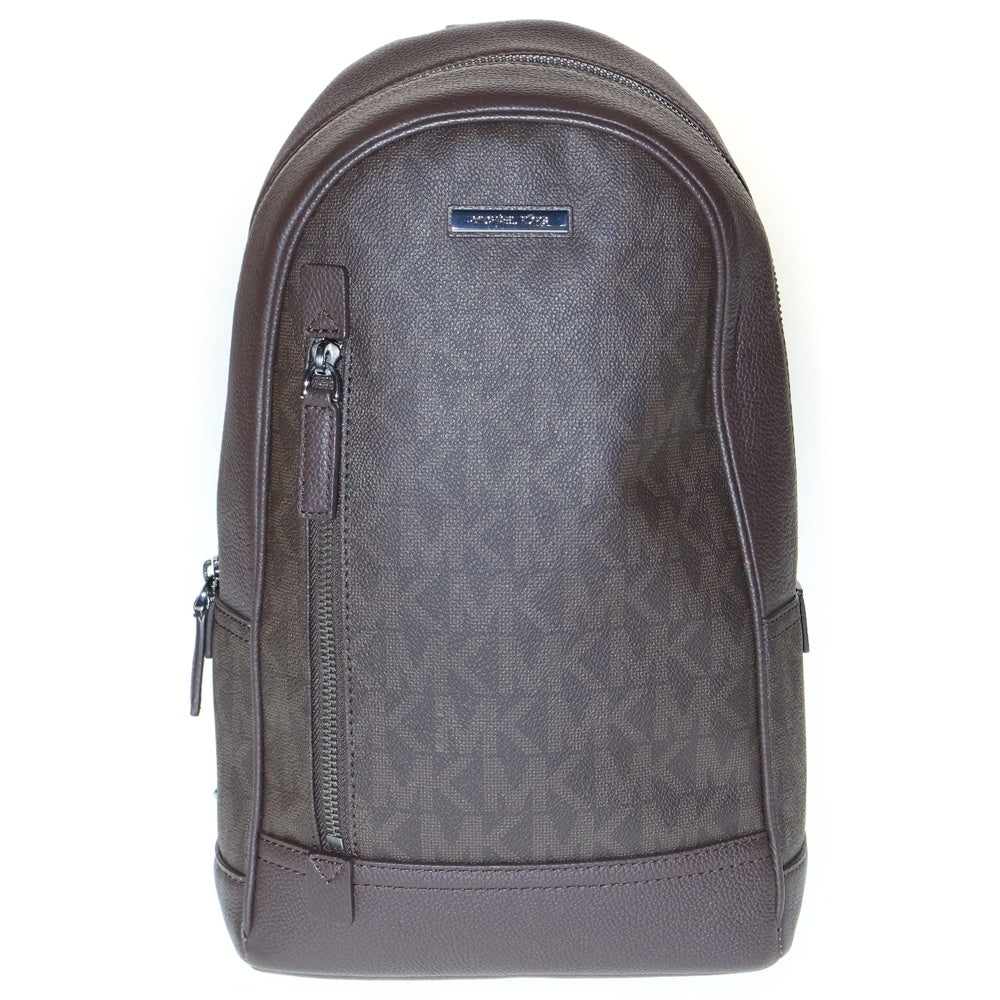 MICHAEL KORS(マイケルコース) ロゴ ウエストバッグ ボディバッグ ショルダーバッグ ブラウン レザー×PVC シルバー金具