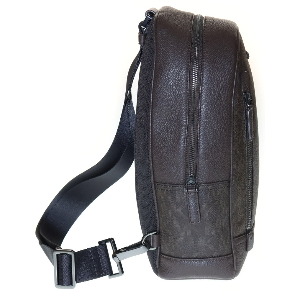 MICHAEL KORS(マイケルコース) ロゴ ウエストバッグ ボディバッグ ショルダーバッグ ブラウン レザー×PVC シルバー金具