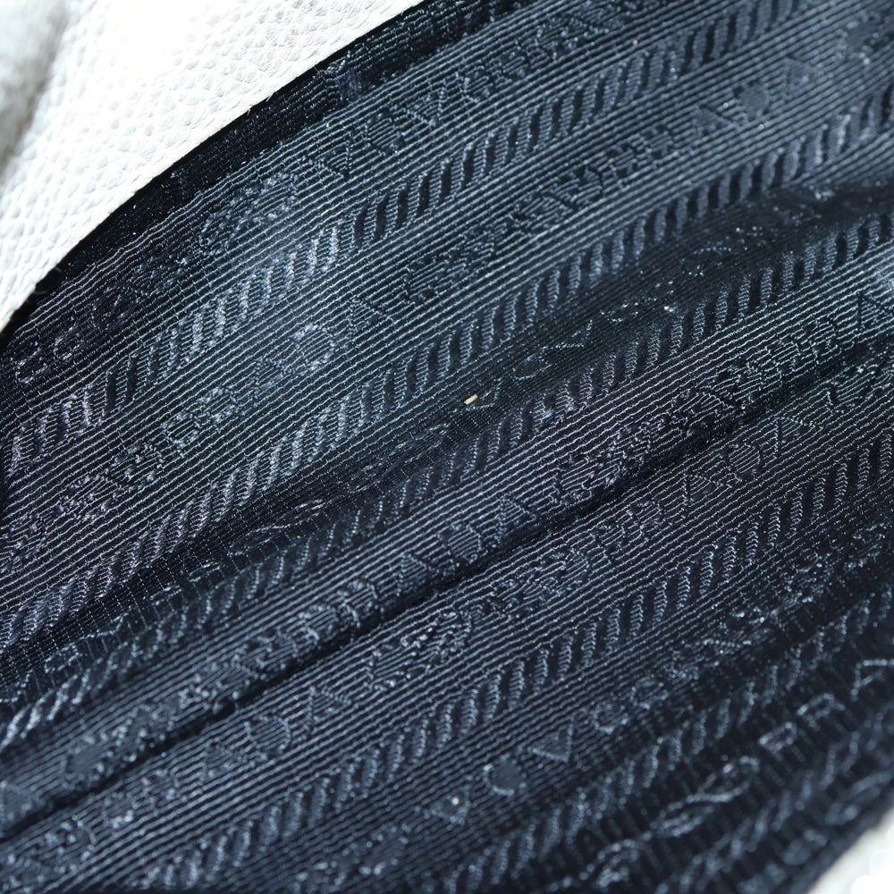 PRADA(プラダ) ヴィッテロダイショルダーバッグ ミニバッグ ホワイト×ブラック レザー 1BH082 シルバー金具