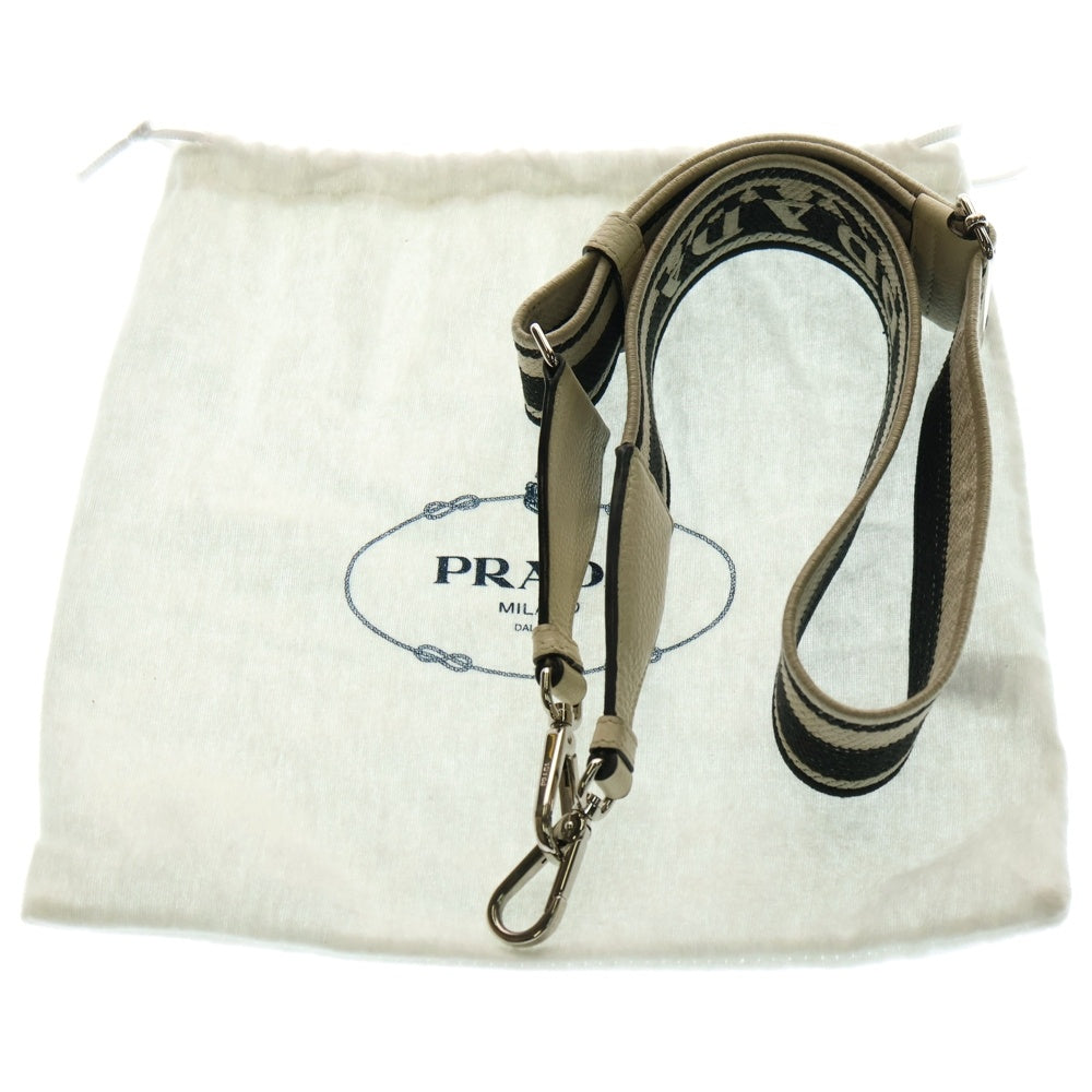 PRADA(プラダ) ヴィッテロダイショルダーバッグ ミニバッグ ホワイト×ブラック レザー 1BH082 シルバー金具