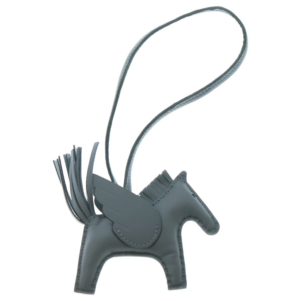 HERMES(エルメス) ロデオ ペガサスチャームPM ソーグリパンタン アニョーミロ バッグチャーム ストラップ グレー レザー K刻印