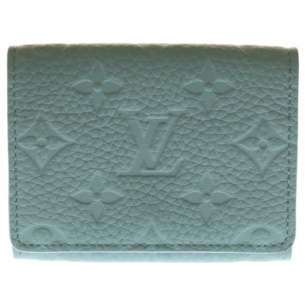 LOUIS VUITTON(ルイヴィトン) アンヴェロップ・カルト ドゥ ヴィジット 二つ折り財布 コンパクトウォレット コインケース ブルーグレー レザー M13891 シルバー金具