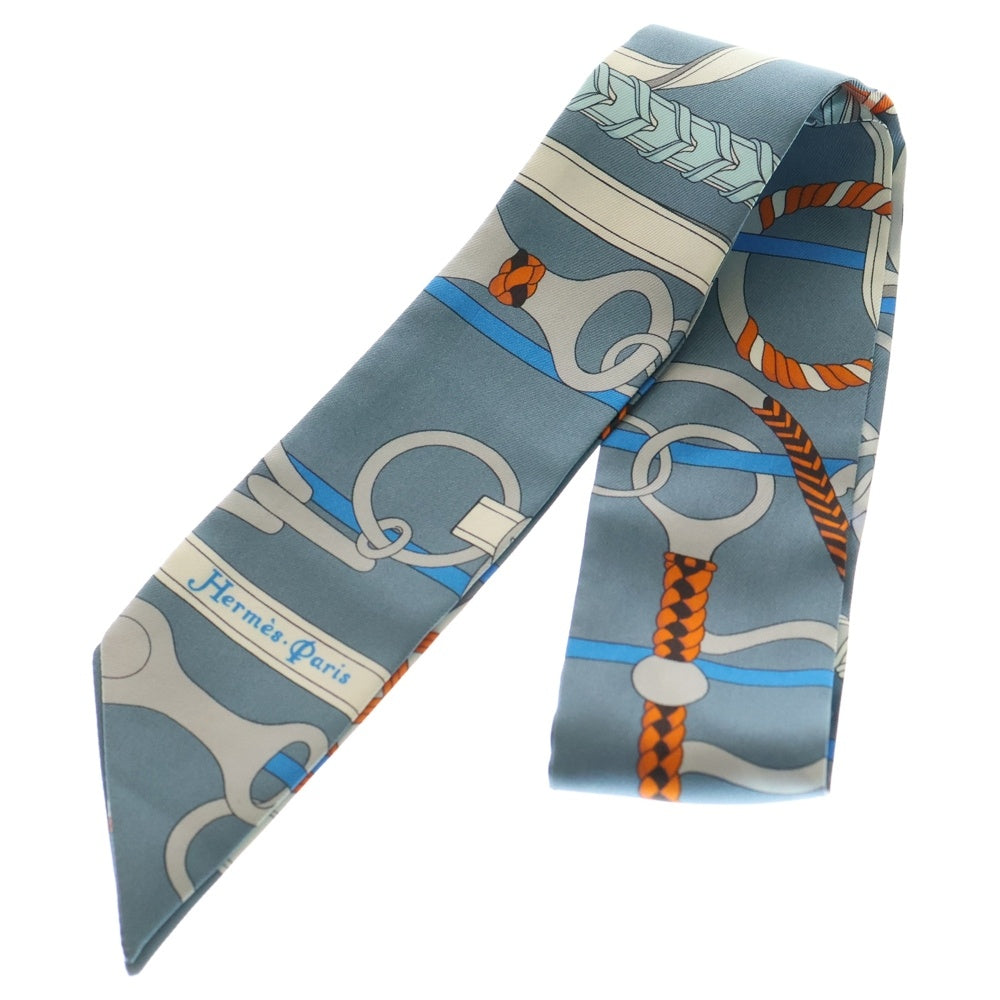 HERMES(エルメス) ツイリー 乗馬の装具一式 シルクスカーフ ライトブルー