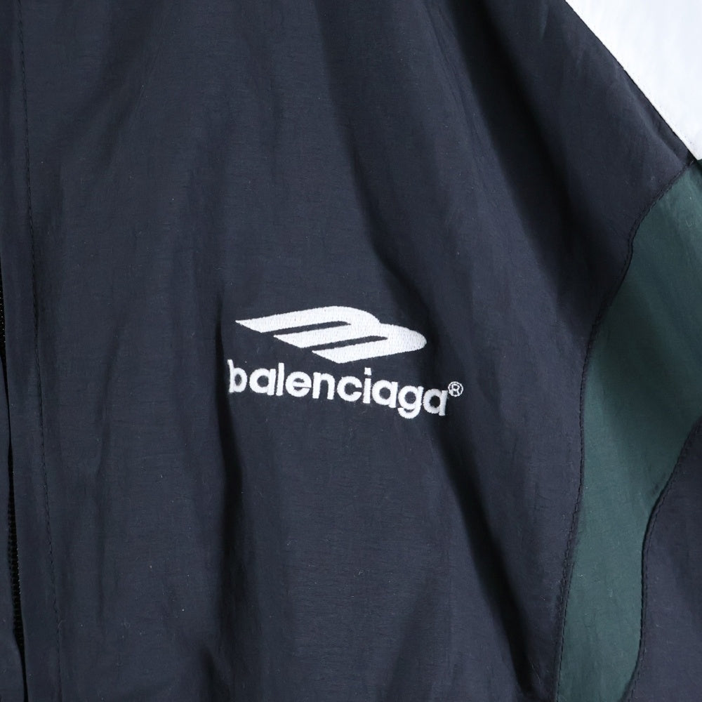 BALENCIAGA(バレンシアガ) 23SS 3B ICON TRACKSUIT トラックスーツロゴナイロンジャケット ブルゾン ブラック/グリーン 725276 TNO79