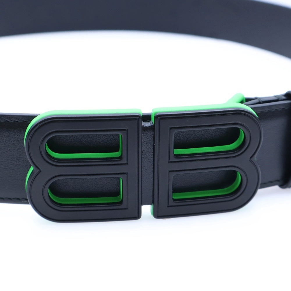 BALENCIAGA(バレンシアガ) BBバックル ベルト ブラック×グリーン レザー 674171