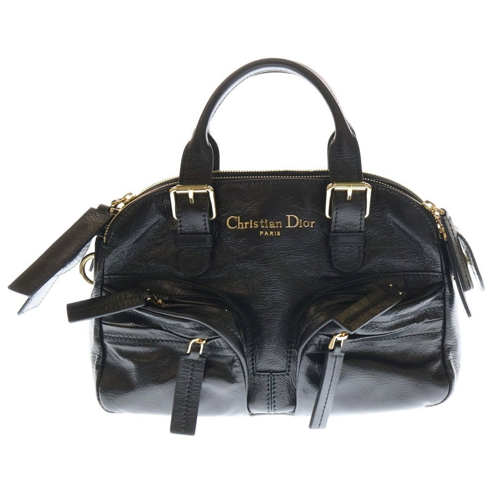 Christian Dior(クリスチャンディオール) グランドツアー ボウリングバッグ 2WAY ハンドバッグ ショルダーバッグ スモール ブラック レザー