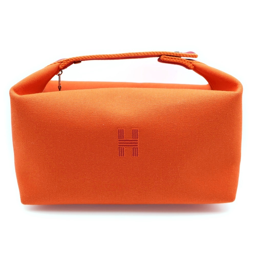 HERMES(エルメス) ブリッド ア ブラック ハンドバッグ オレンジ キャンバス ポーチ オレンジ コットン