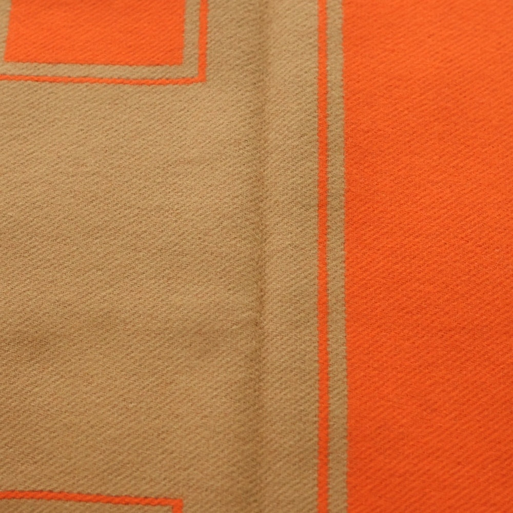 HERMES(エルメス) カザック クレドゥH マフラー カシミヤ オレンジ×ブラウン