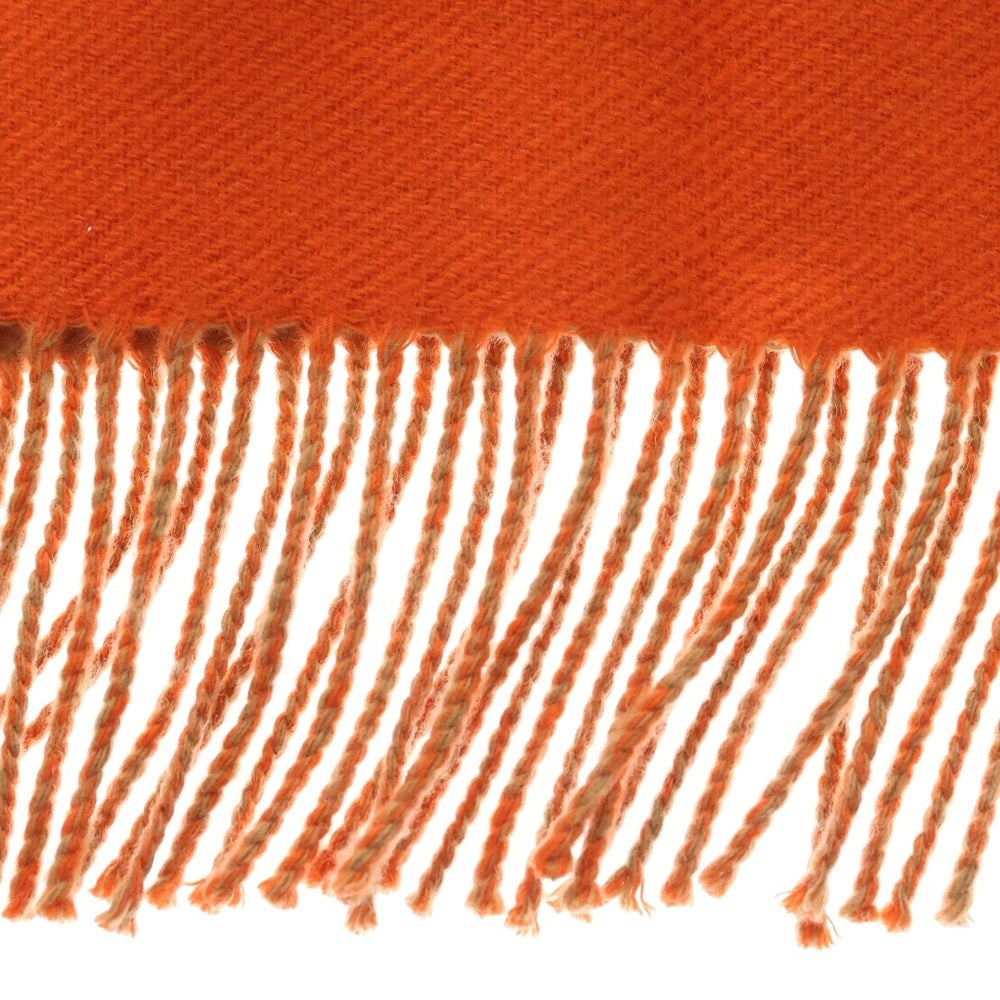 HERMES(エルメス) カザック クレドゥH マフラー カシミヤ オレンジ×ブラウン