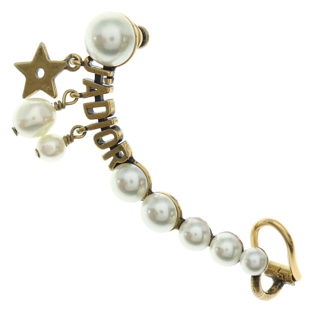 Christian Dior(クリスチャンディオール) ロゴ パール イヤーカフピアス イヤーリング ゴールド×ホワイト GP