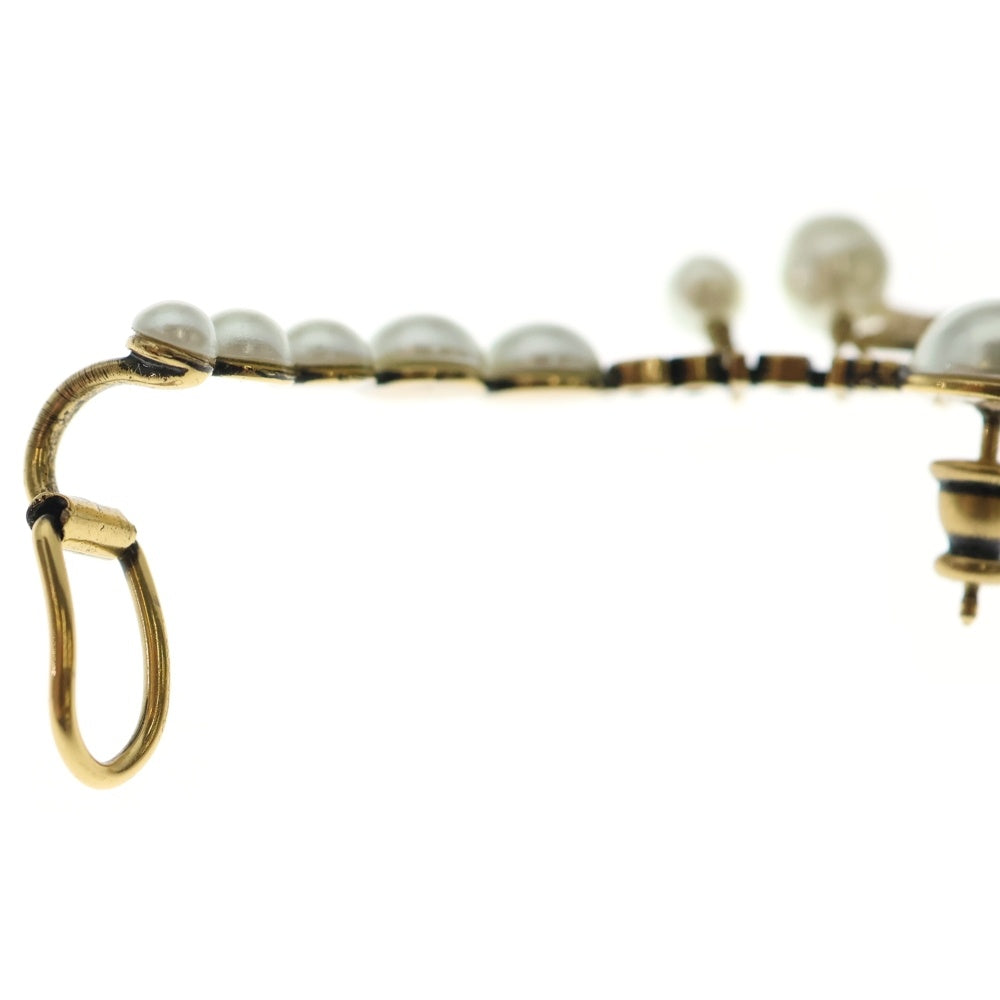 Christian Dior(クリスチャンディオール) ロゴ パール イヤーカフピアス イヤーリング ゴールド×ホワイト GP