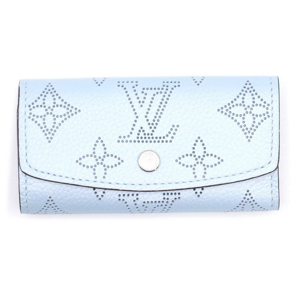 LOUIS VUITTON(ルイヴィトン) モノグラム マヒナ ミュルティクレ4 キーホルダー キーリング バッグチャーム ライトブルー ミネラルブルー レザー M83504 シルバー金具 レディース