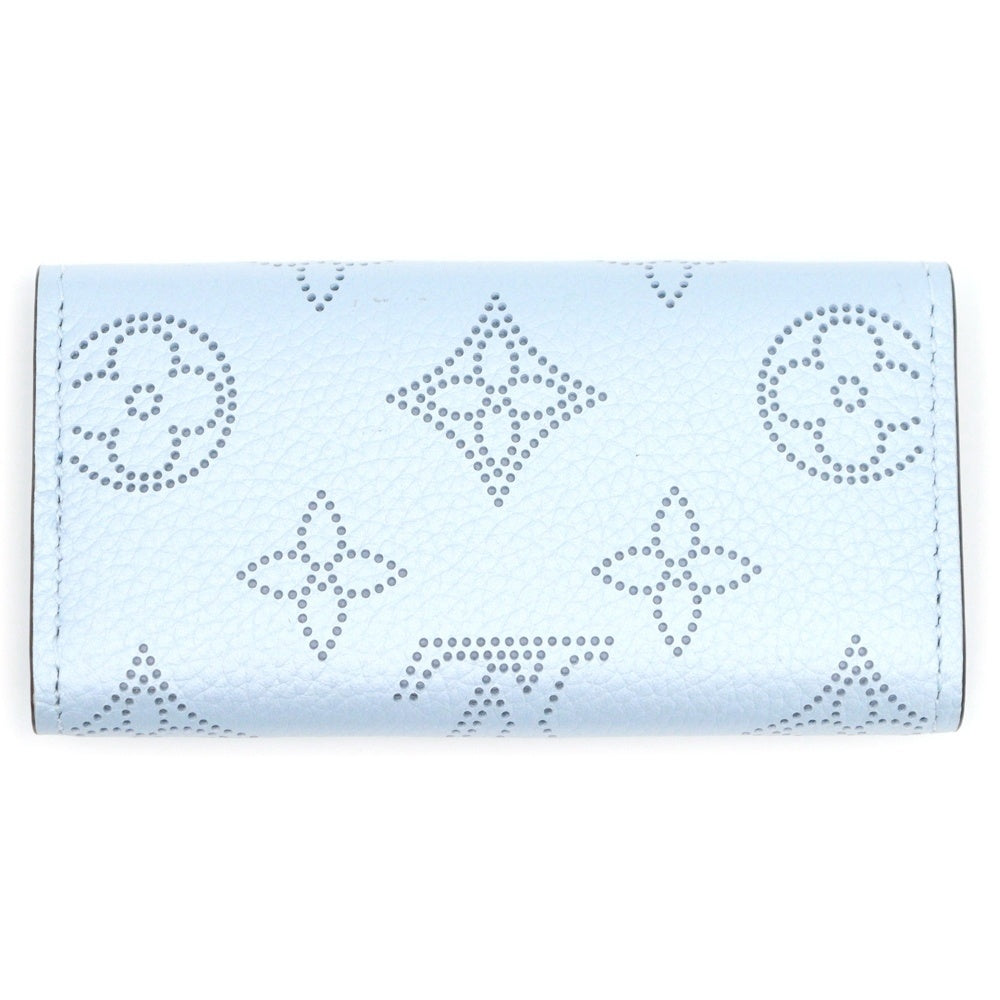 LOUIS VUITTON(ルイヴィトン) モノグラム マヒナ ミュルティクレ4 キーホルダー キーリング バッグチャーム ライトブルー ミネラルブルー レザー M83504 シルバー金具 レディース
