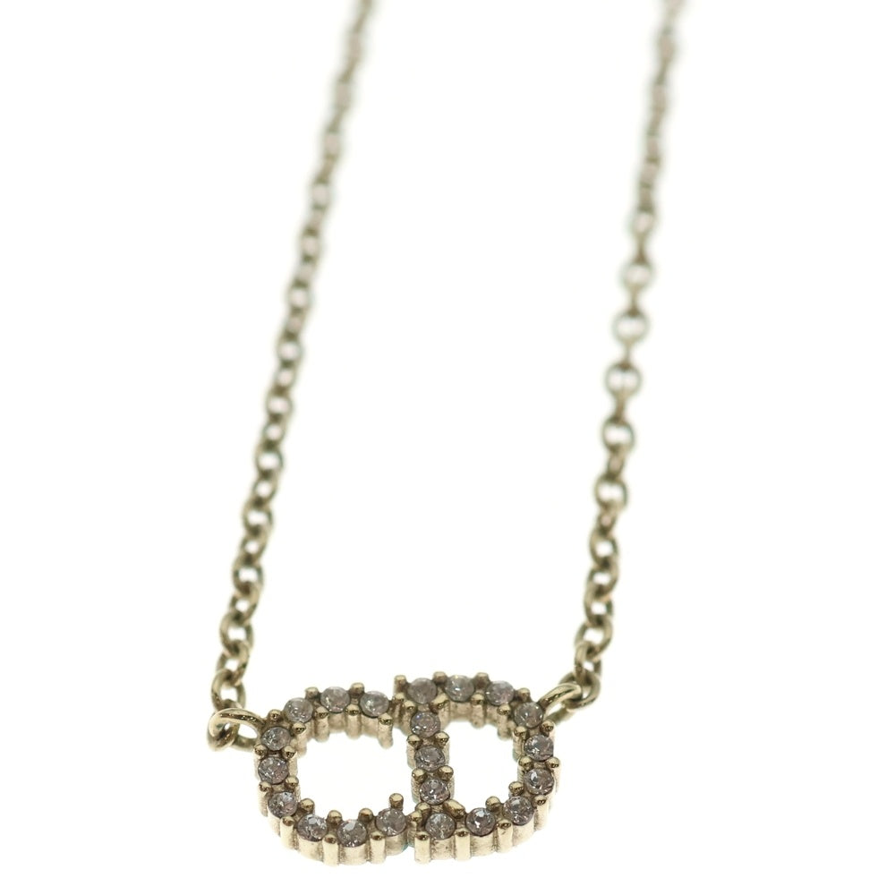 Christian Dior(クリスチャンディオール) ラインストーン CDロゴネックレス ペンダント チェーン ゴールド金具