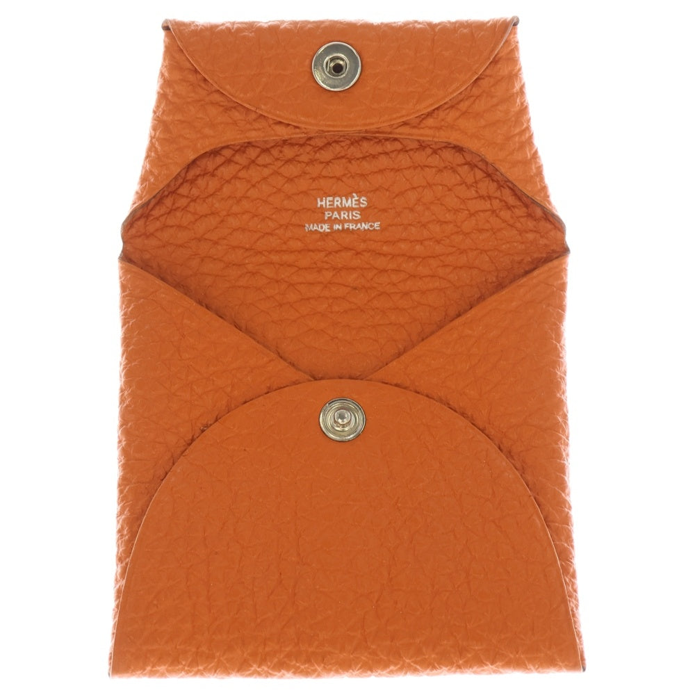 HERMES(エルメス) バスティア コインケース 小物入れ オレンジ系 トゴ シルバー金具 □N刻印 レディース