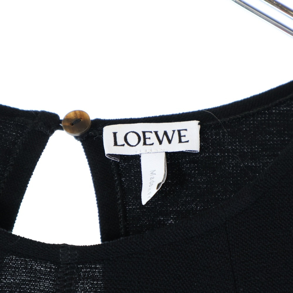LOEWE(ロエベ) 21AW 変形 キモノスリーブ クルーネック レーヨン ロング フレア ワンピース ドレス ブラック レディース S540Y09XAK