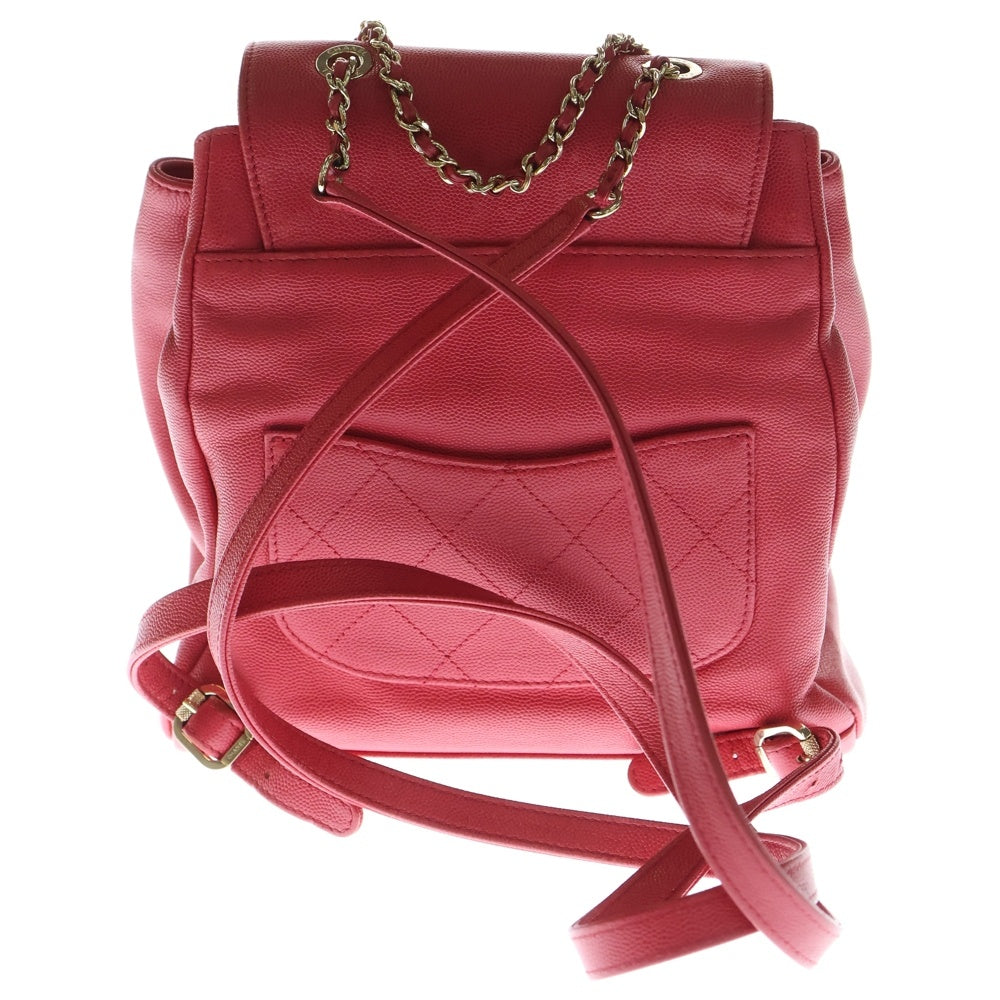 CHANEL(シャネル) マトラッセ ビジネスアフィニティ ココマーク キャビアスキン レザーチェーンバックパック リュック レッド レディース