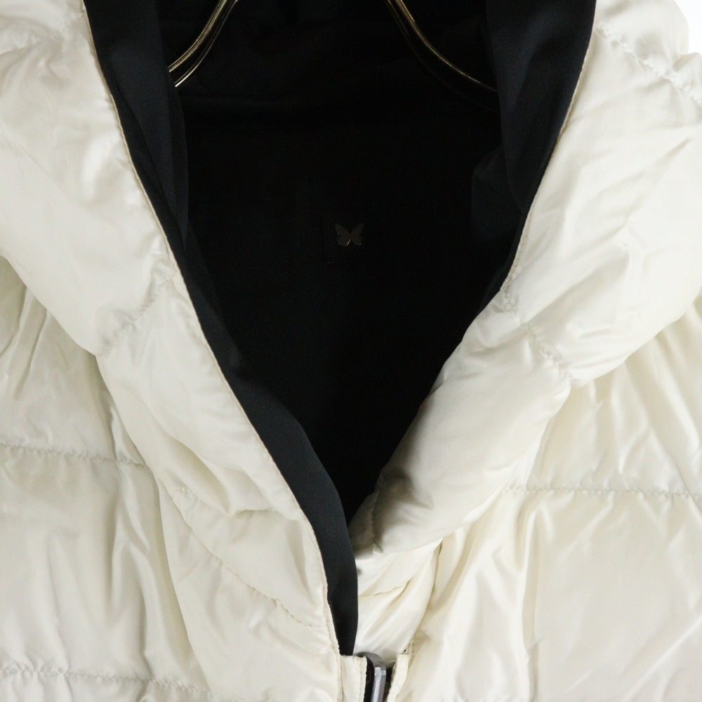 Max Mara(マックスマーラ) バイカラー リバーシブル フーデッド ジップアップ ダウン ロング ジャケット コート ホワイト/ブラック レディース 54860463