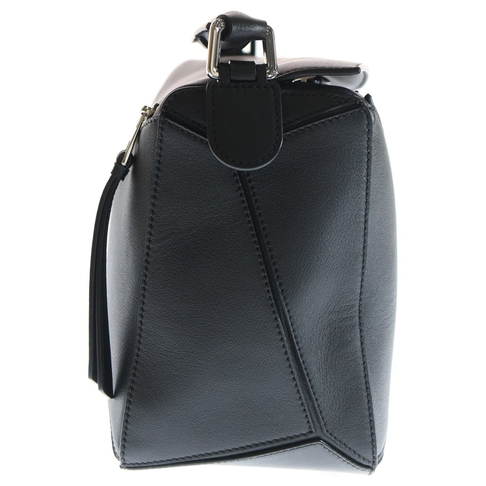 LOEWE(ロエベ) パズルバッグ ミディアム 2WAYバッグ ハンドバッグ ショルダーバッグ ブラック レザー シルバー金具 レディース