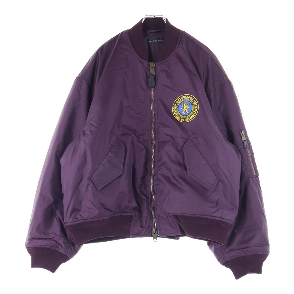 BALENCIAGA(バレンシアガ) 25AW エンブレム ワッペンロゴ ジップアップ ボンバージャケット ブルゾン パープル 839122