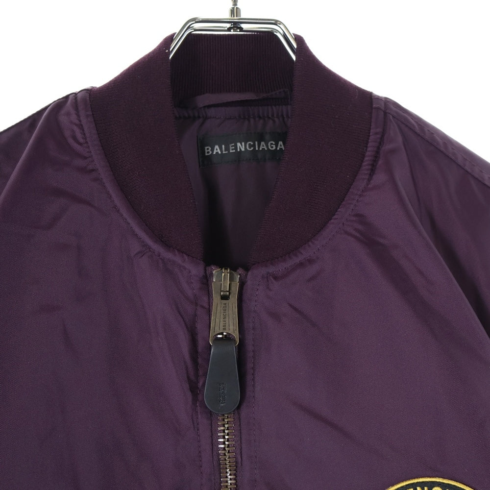 BALENCIAGA(バレンシアガ) 25AW エンブレム ワッペンロゴ ジップアップ ボンバージャケット ブルゾン パープル 839122