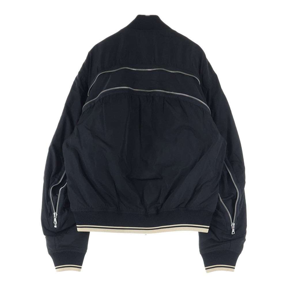 DRIES VAN NOTEN(ドリスヴァンノッテン) バックジップデザイン ジップアップ 中綿 ボンバージャケット ブルゾン ブラック