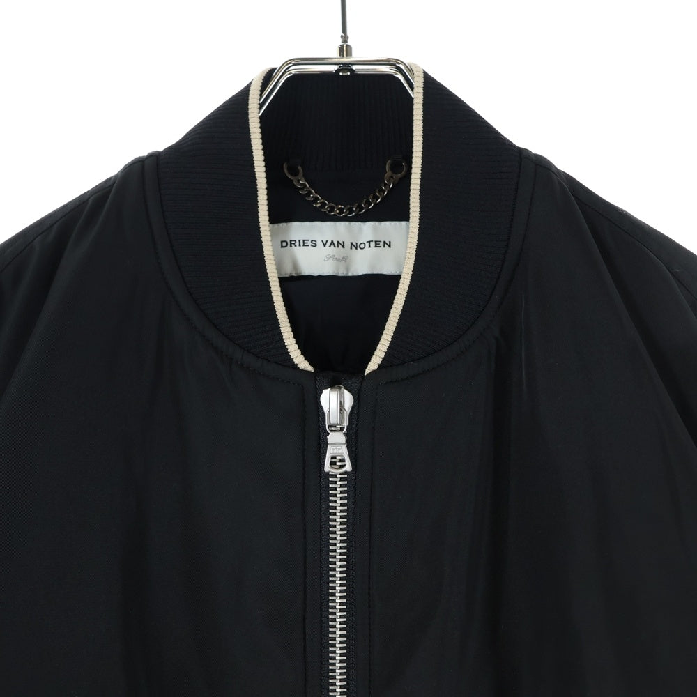 DRIES VAN NOTEN(ドリスヴァンノッテン) バックジップデザイン ジップアップ 中綿 ボンバージャケット ブルゾン ブラック