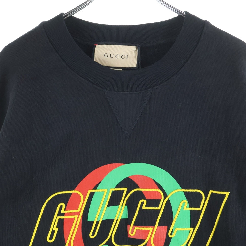 GUCCI(グッチ) インターロッキングG プリント ロゴ刺繍 クルーネック