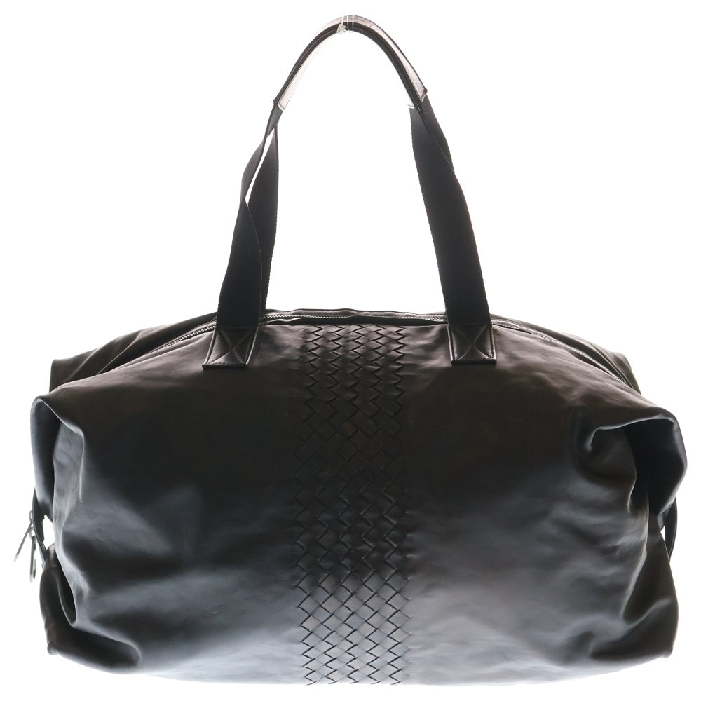 BOTTEGA VENETA(ボッテガヴェネタ) イントレチャート ボストンバッグ ハンドバッグ ブラック レザー