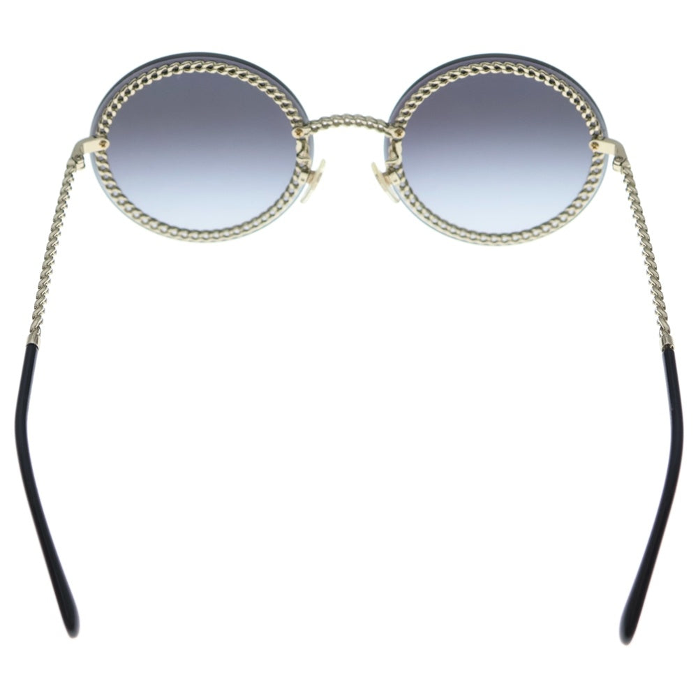 CHANEL(シャネル) ココマーク グラスチェーン付き ラウンドフレーム カラーレンズ サングラス メガネ 眼鏡 アイウェア ブラック/ゴールド 4245 C.395