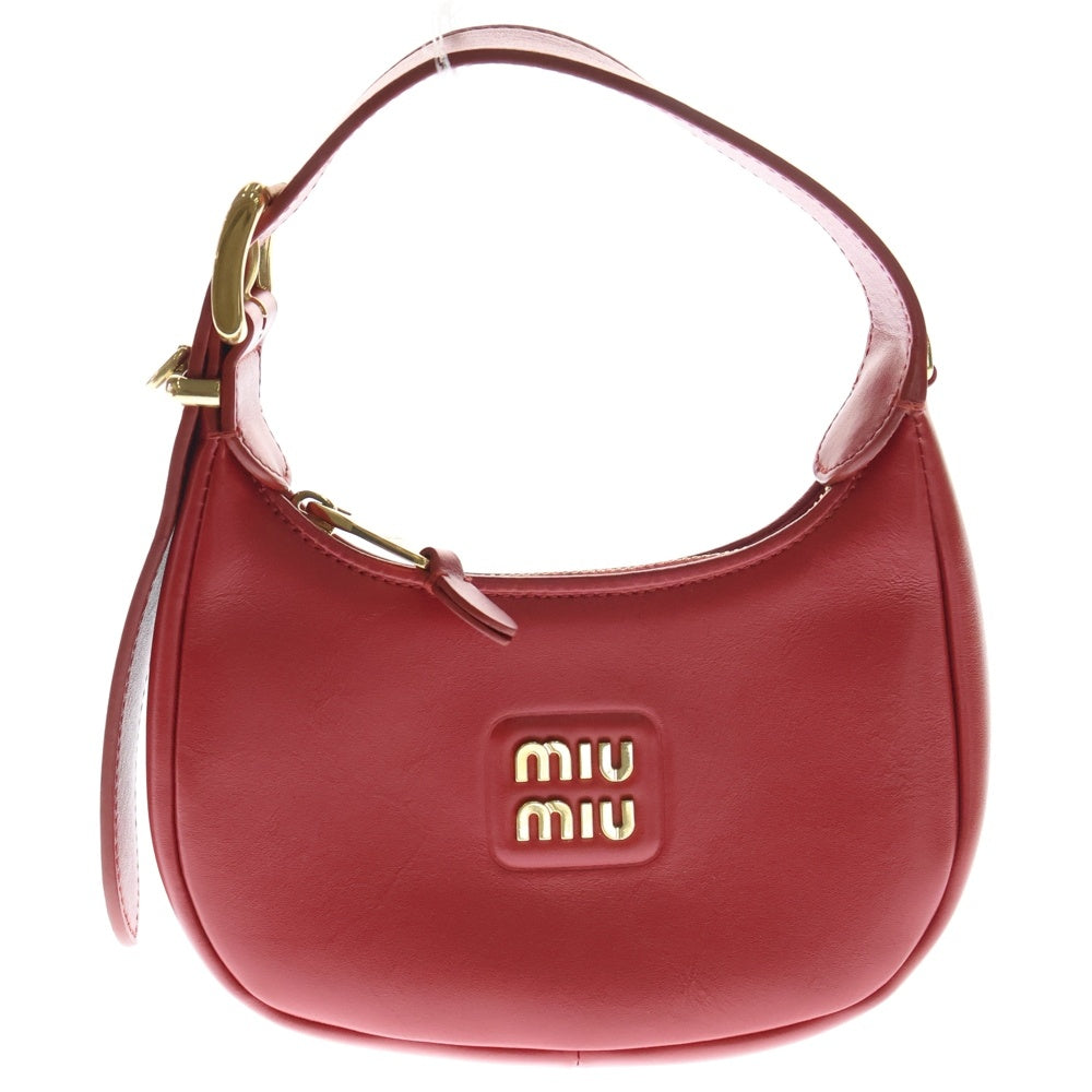 miumiu(ミュウミュウ) ホーボー ロゴ レザー2WAYハンドバッグ ショルダーバッグ レッド レディース