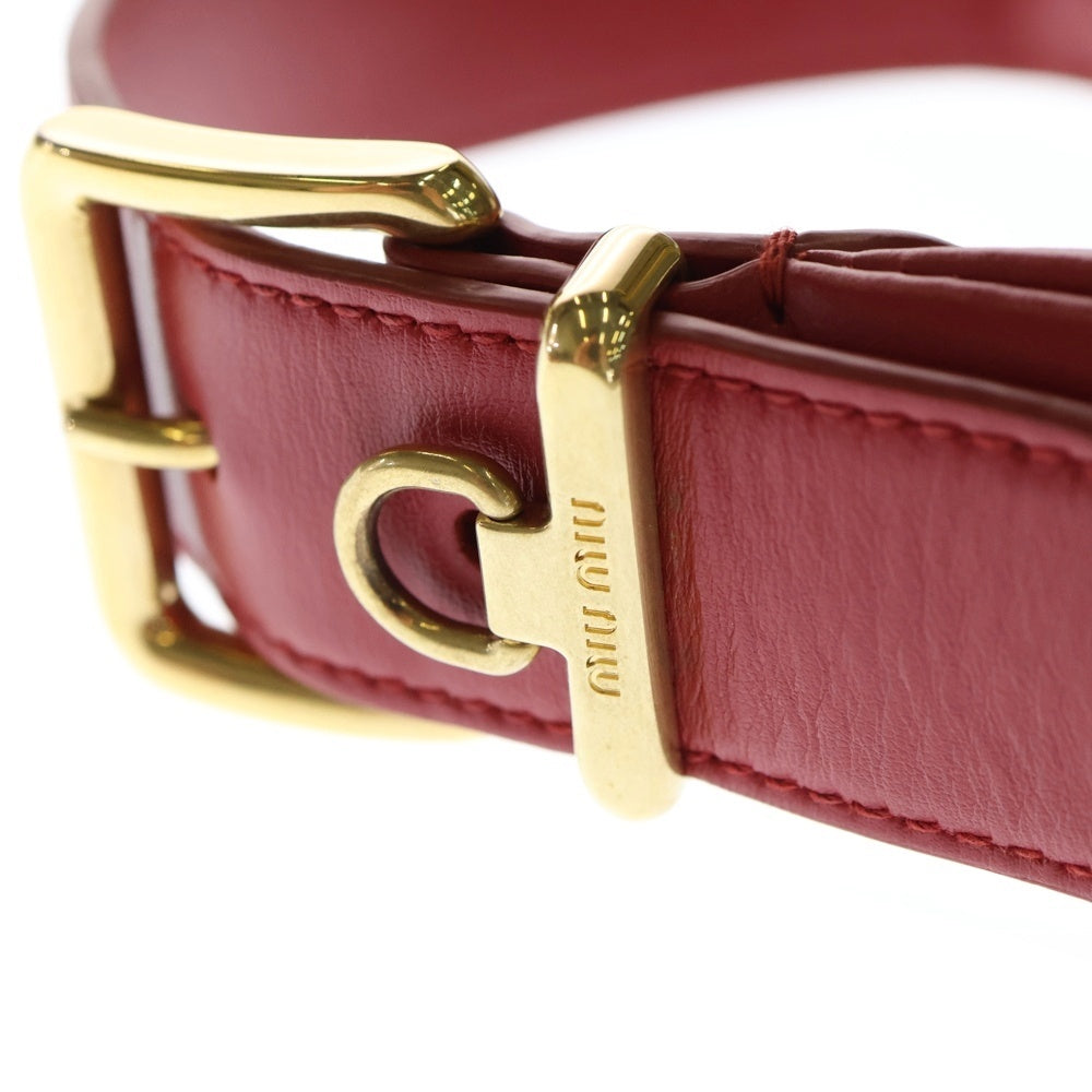 miumiu(ミュウミュウ) ホーボー ロゴ レザー2WAYハンドバッグ ショルダーバッグ レッド レディース