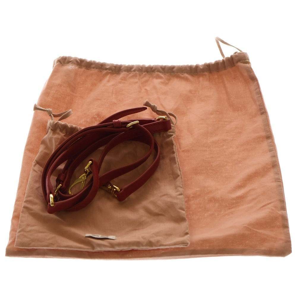 miumiu(ミュウミュウ) ホーボー ロゴ レザー2WAYハンドバッグ ショルダーバッグ レッド レディース