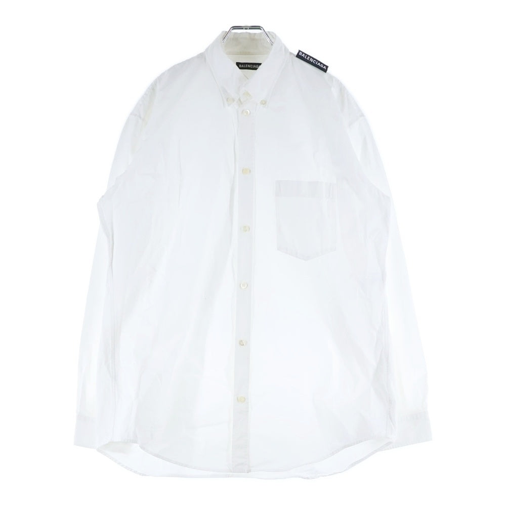 BALENCIAGA(バレンシアガ) ショルダーロゴ ボタンダウン コットン 長袖シャツ ホワイト 621901