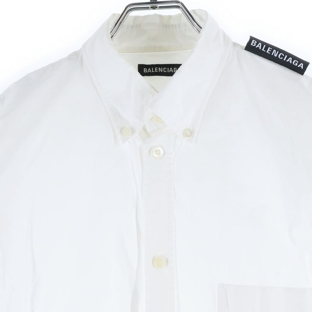 BALENCIAGA(バレンシアガ) ショルダーロゴ ボタンダウン コットン 長袖シャツ ホワイト 621901