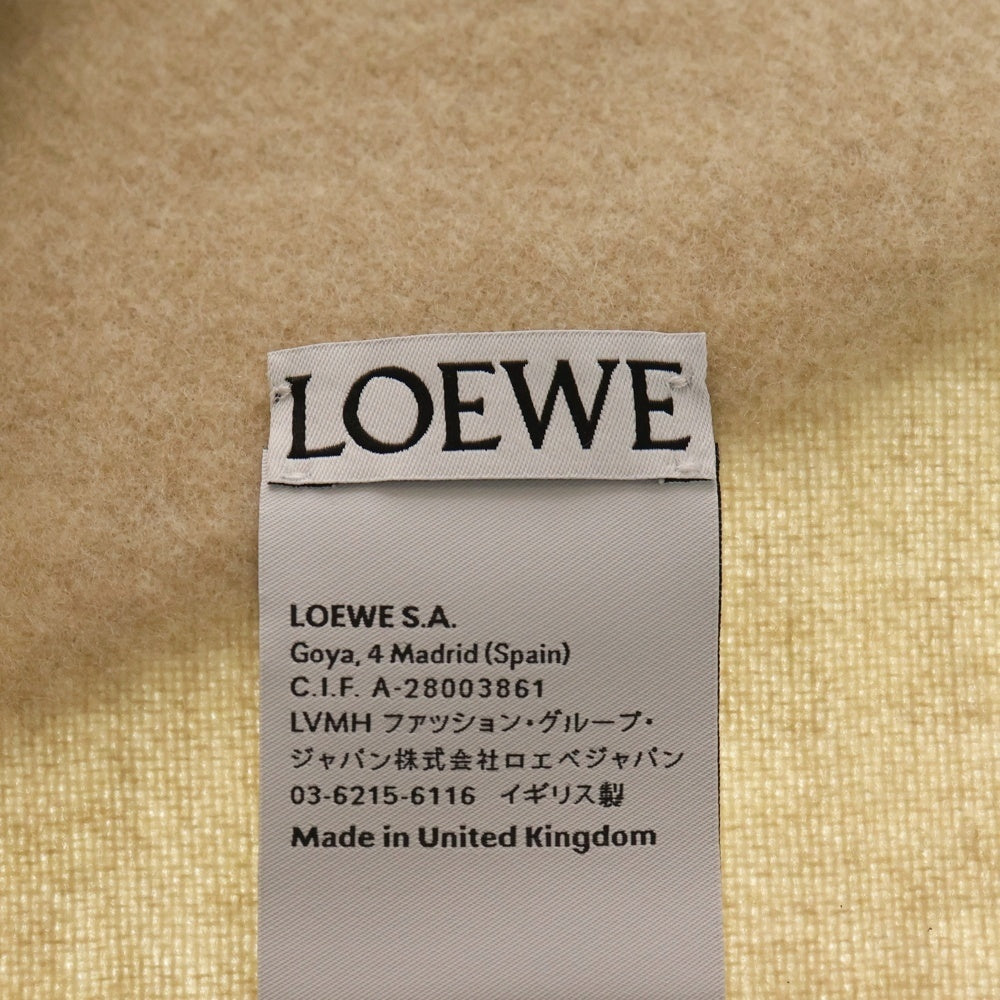 LOEWE(ロエベ) アナグラム フリンジマフラー アイボリー×ベージュ カシミヤ×ウール レディース