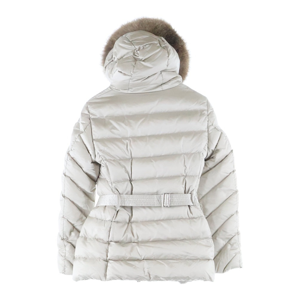 MONCLER(モンクレール) 22AW CUPIDONE キュピドン ワッペンロゴ ファー フーデッド ジップアップ ダウン ロング ジャケット コート アイボリー レディース H20931A00135 59685