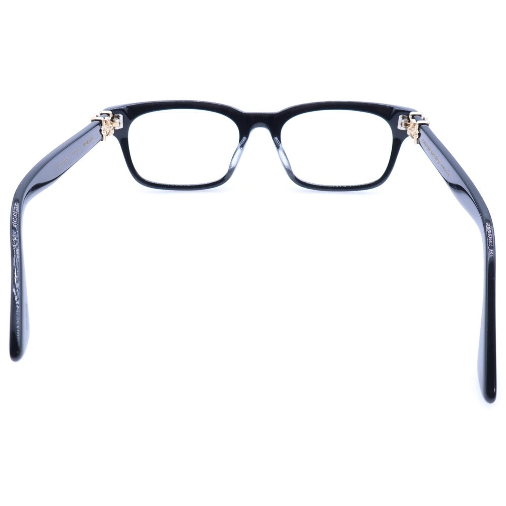CHROME HEARTS(クロムハーツ) VAGILANTE ヴァジランテ クロステンプル スクエアフレーム クリアレンズ メガネ 眼鏡 アイウェア ブラック/ゴールド