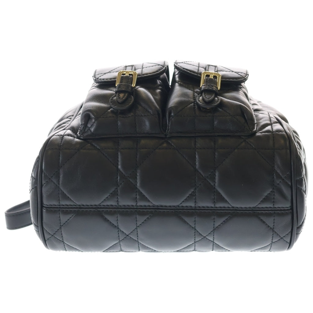 Christian Dior MONSIEUR(クリスチャンディオールムッシュ) Caro カロ ミディアム CDロゴプレート カナージュ レザー バックパック リュックサック ゴールド金具 ブラック レディース