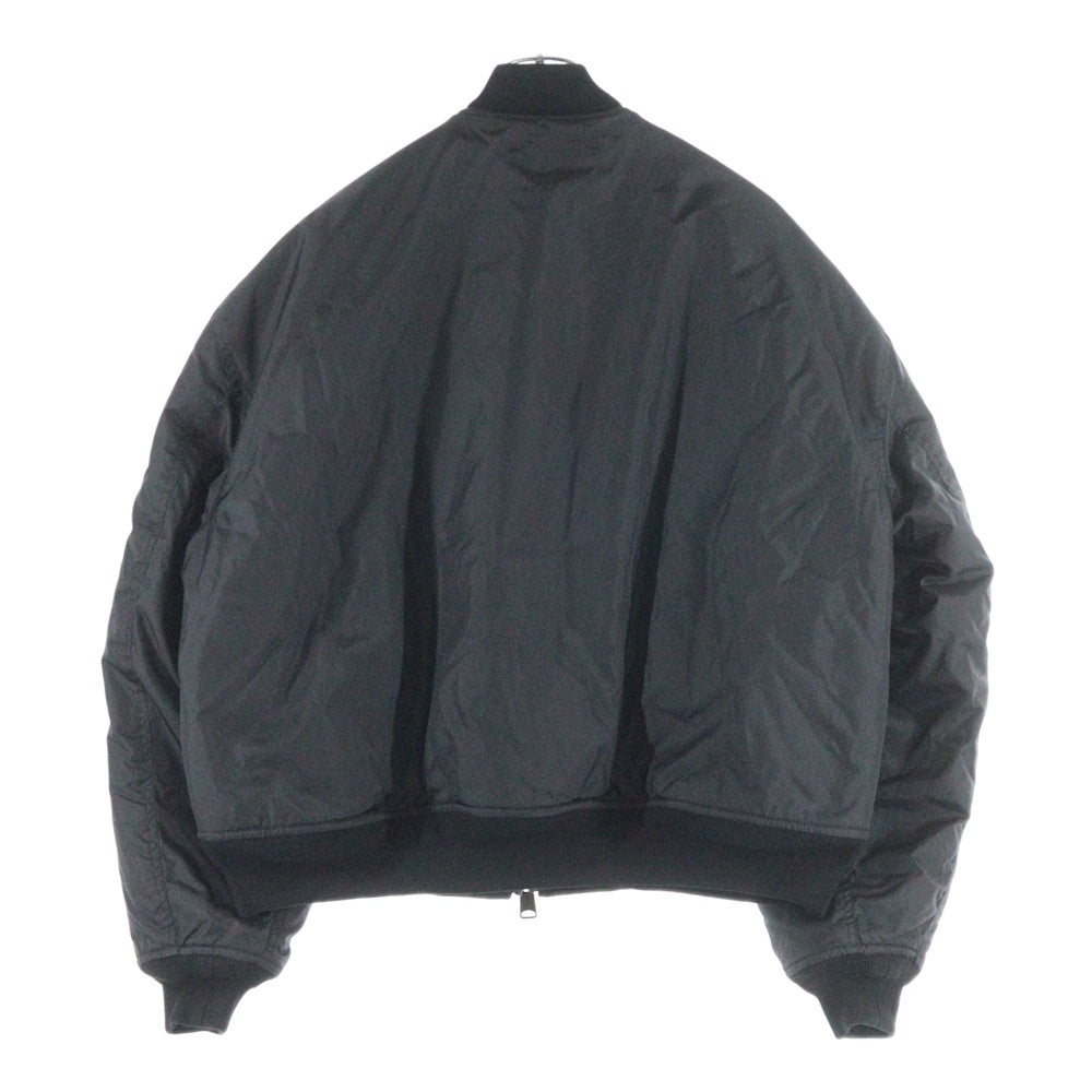 BALENCIAGA(バレンシアガ) 25AW Large fit Bomber Jacket MA-1 ラージフィットボンバージャケット ワッペン付ナイロンブルゾン ブラック 839101 T0004