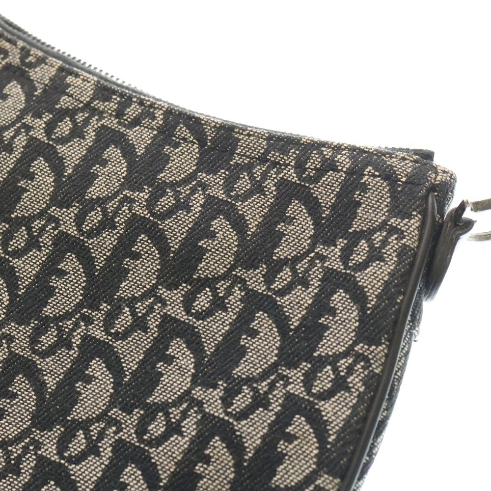 DIOR(ディオール) サドル ショルダーバッグ ネイビー レザー×キャンバス シルバー金具 レディース